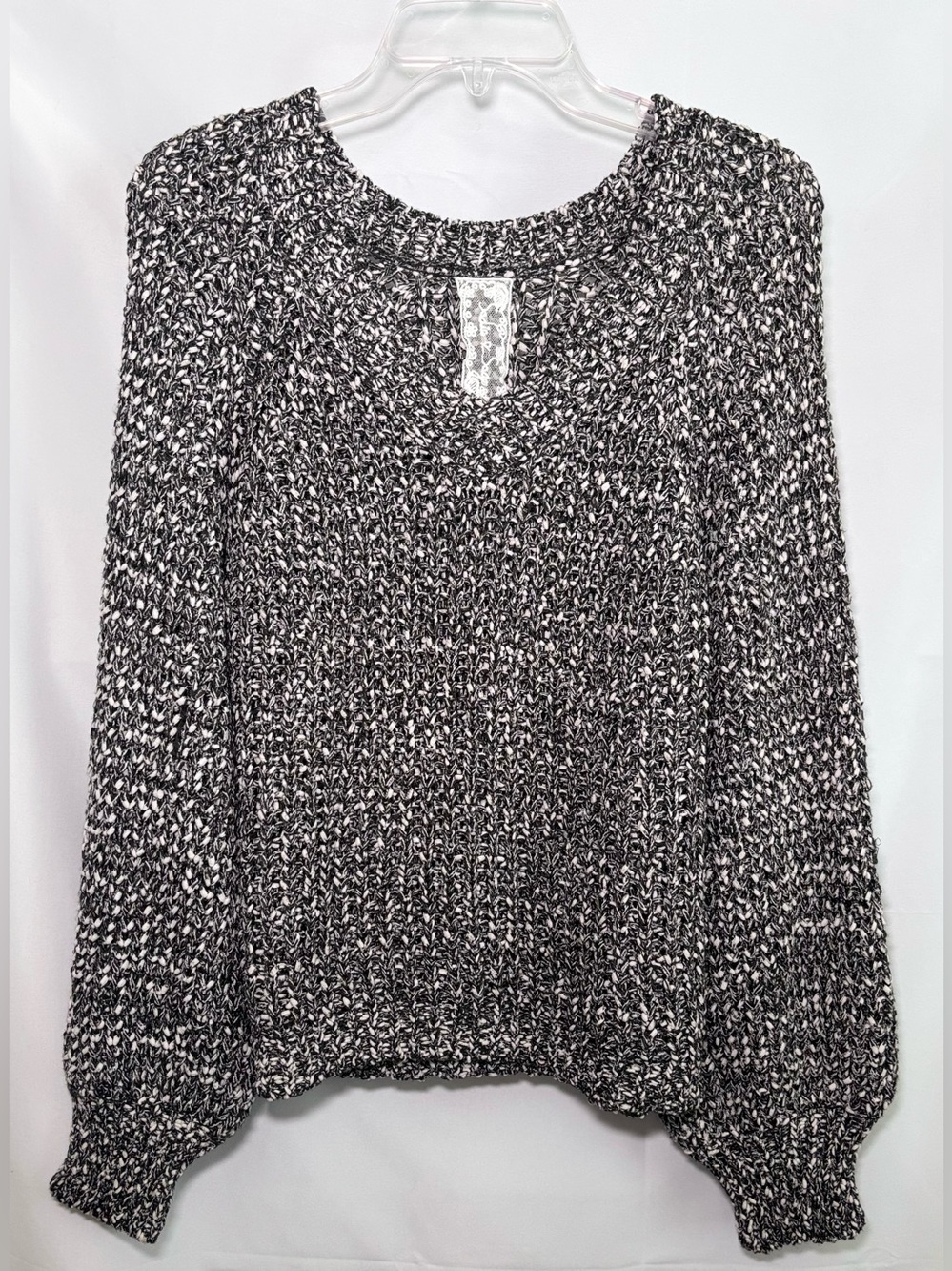 Sadie & Sage Black and White Marled Knit Sweater